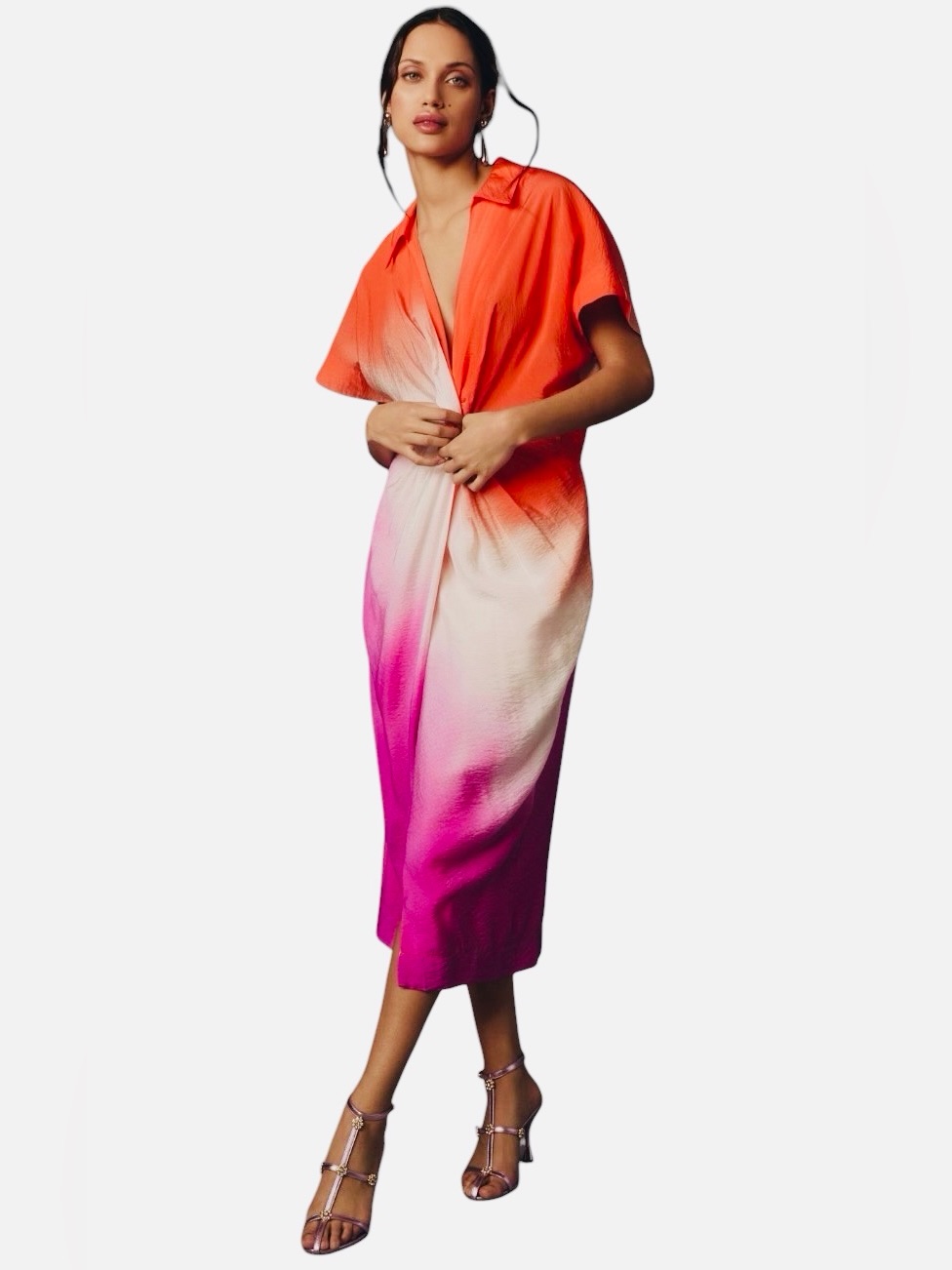 Anthropologie Nwt! Tie Dye Ombr Twist Front Beach Summer Dress
